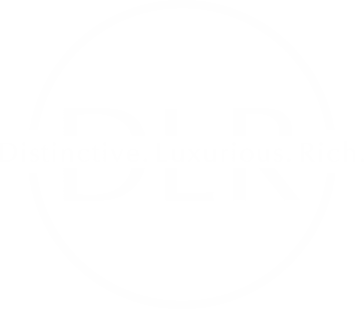 A green background with white letters that say " distinctive. Luxurious. Rich ".